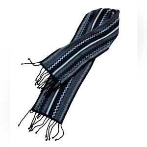 Smartwool Scarf Black White Zigzag Merino Wool Blend